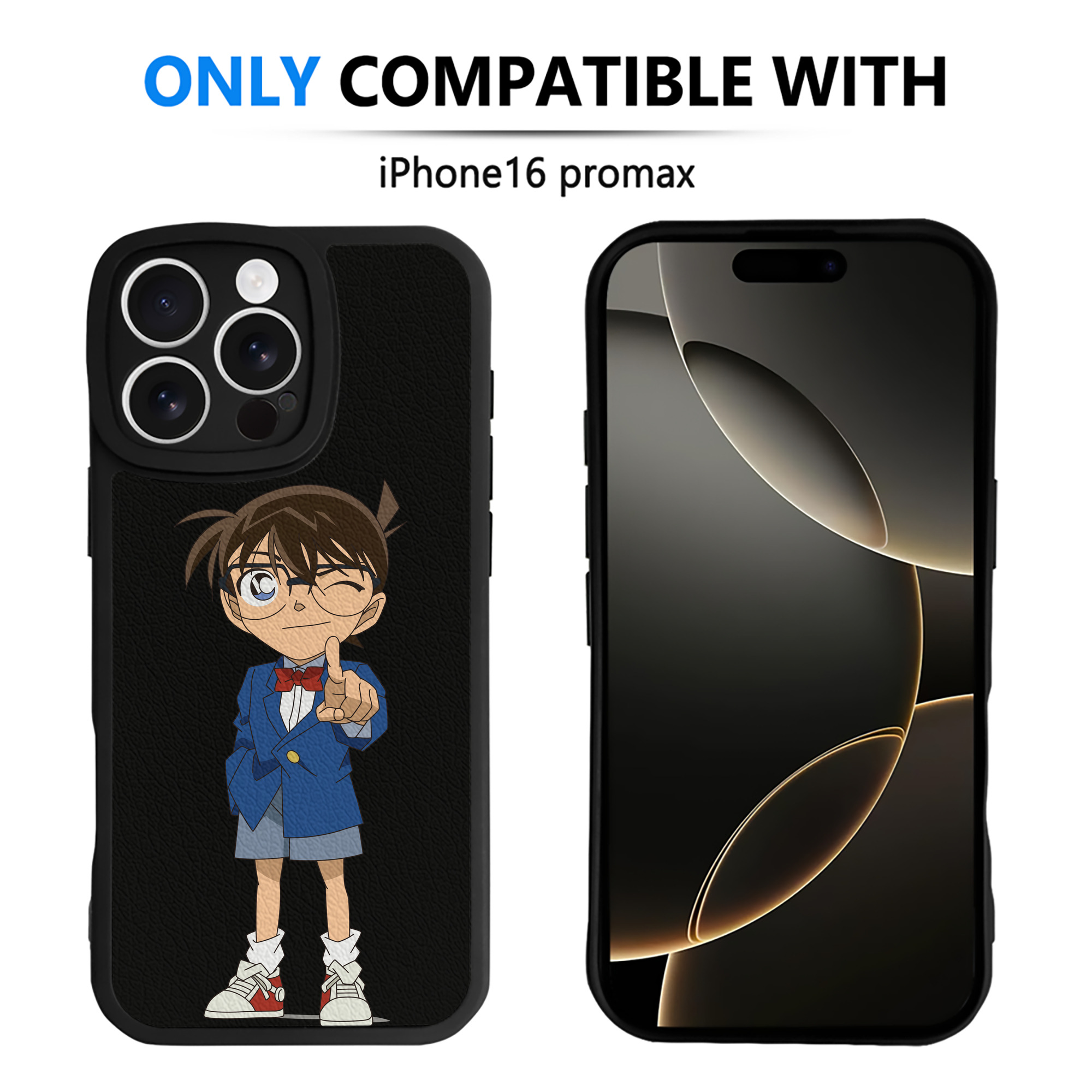 （画像用） 名探偵コナン 江戸川 コナン Detective Conan Conan Edogawa 【iPhone 16シリーズ対応】シリコンスマホケース（レザー調） 材質：シリコン